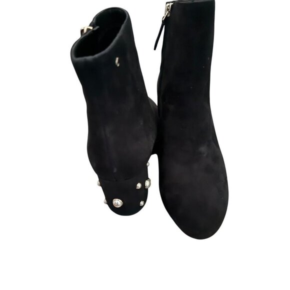Kate Spade Womens Black Suede Taraji Faux Pearl Block Heel Bootie Sz 8.5 New - Picture 6 of 12